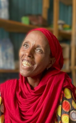 Photo collage including a smiling Ethiopian woman beneficiary, representing the positive impact of Islamic Relief Ethiopia's mission.